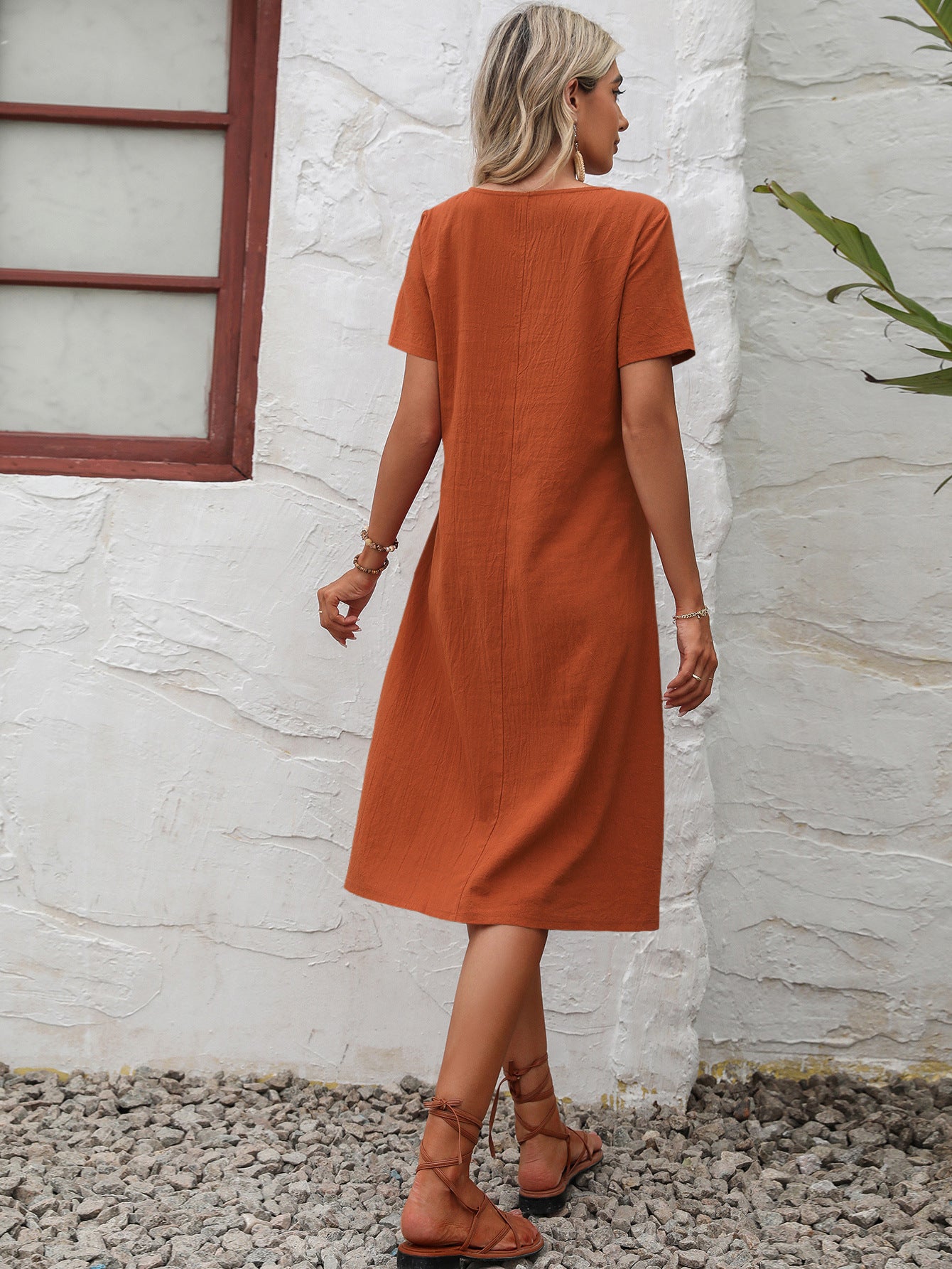 Short Sleeve Dress with Pockets-Free Shipping - Aurelia Clothing