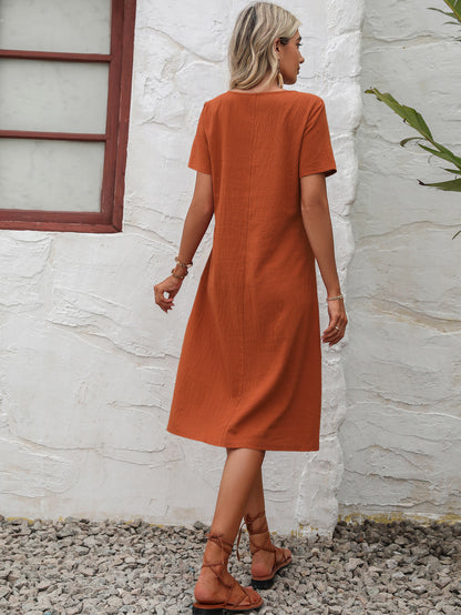 Short Sleeve Dress with Pockets-Free Shipping - Aurelia Clothing