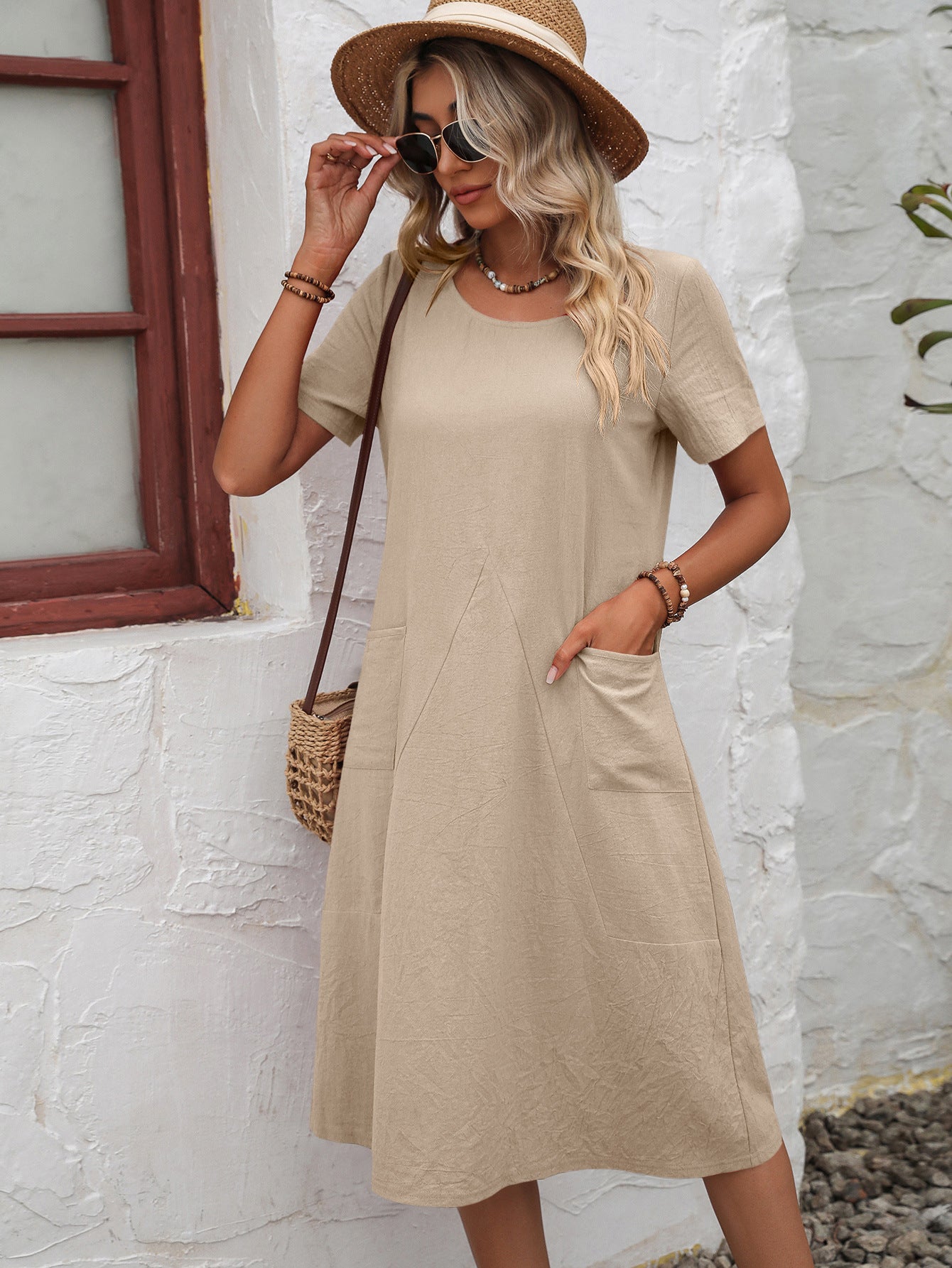 Short Sleeve Dress with Pockets-Free Shipping - Aurelia Clothing