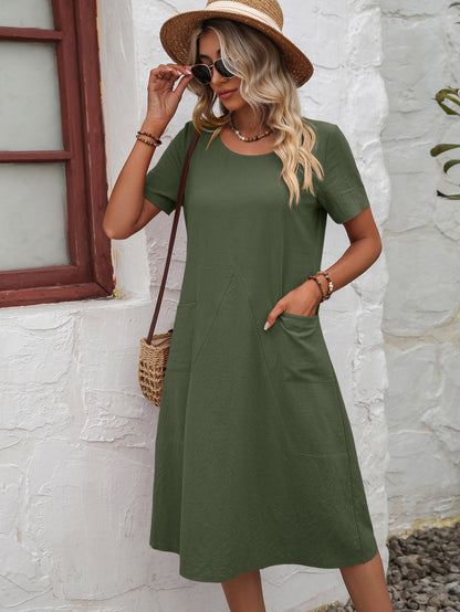 Short Sleeve Dress with Pockets-Free Shipping - Aurelia Clothing