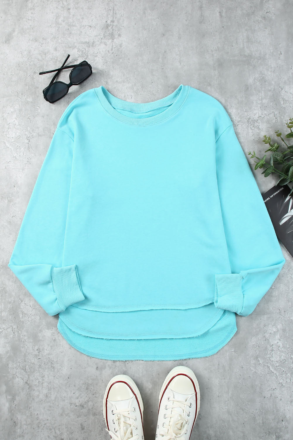 Side Slit Drop Shoulder Sweatshirt - Aurelia Clothing