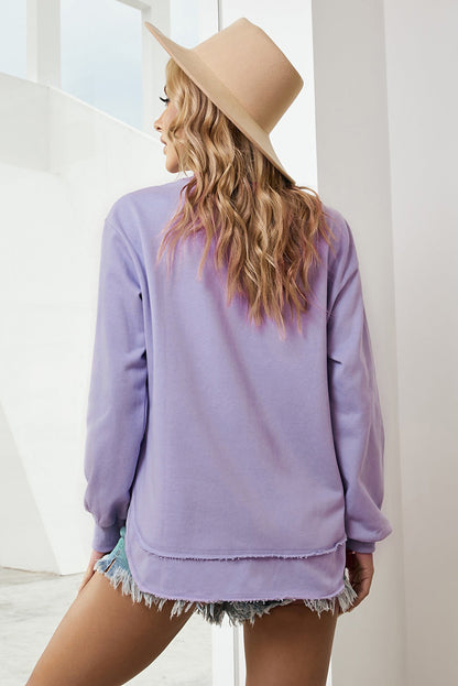 Side Slit Drop Shoulder Sweatshirt - Aurelia Clothing