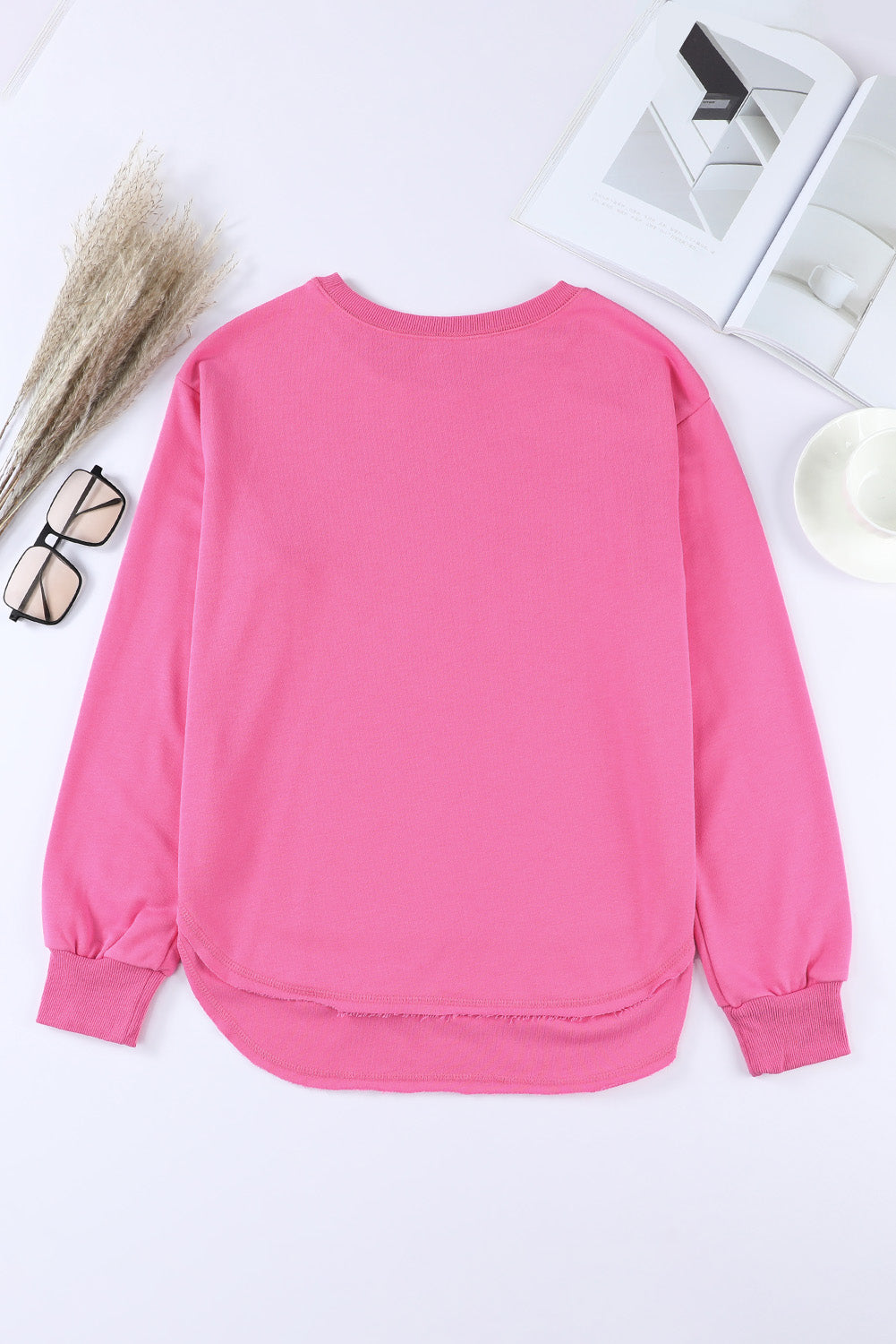 Side Slit Drop Shoulder Sweatshirt - Aurelia Clothing