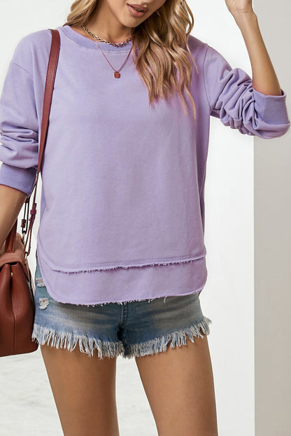 Side Slit Drop Shoulder Sweatshirt - Aurelia Clothing