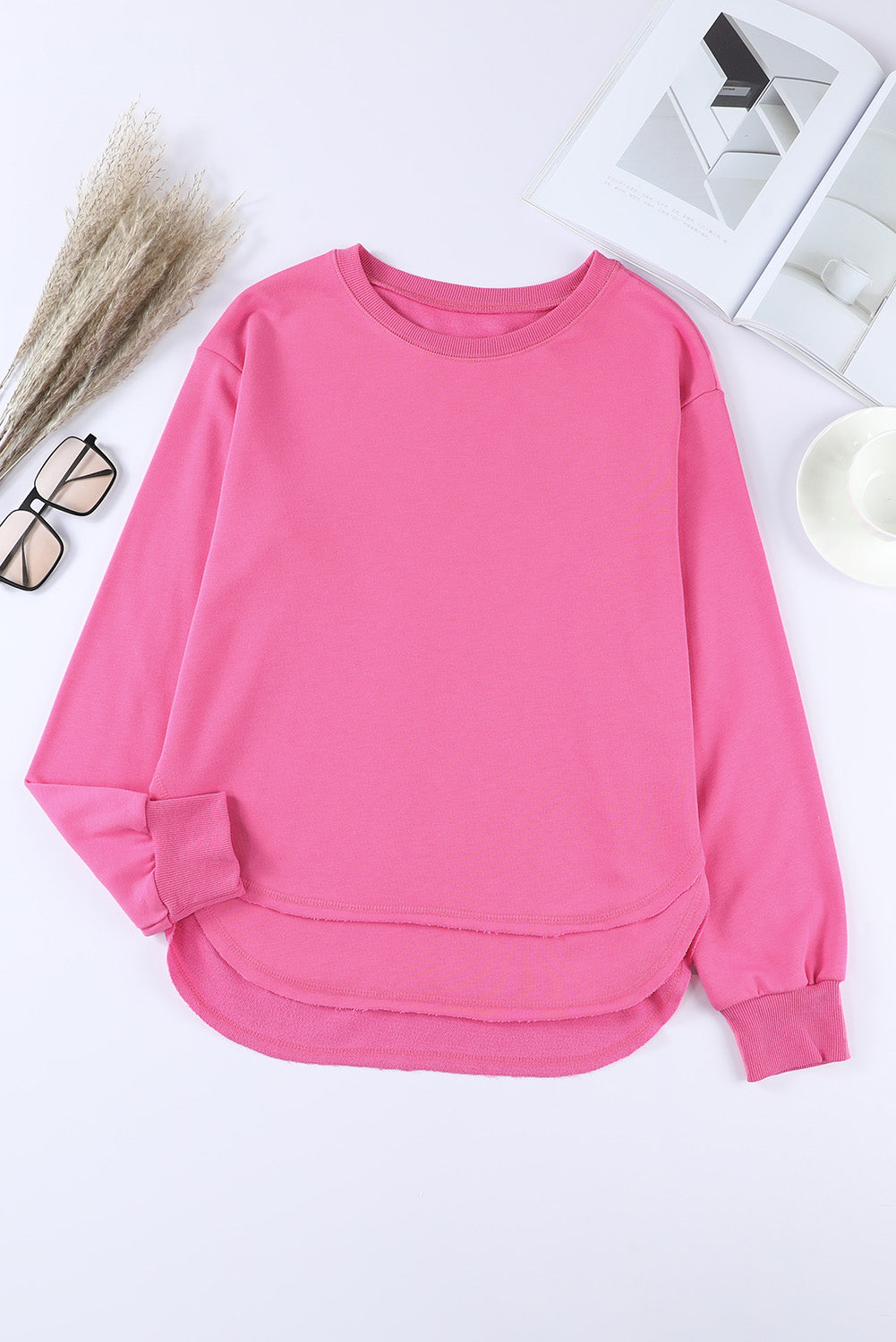 Side Slit Drop Shoulder Sweatshirt - Aurelia Clothing