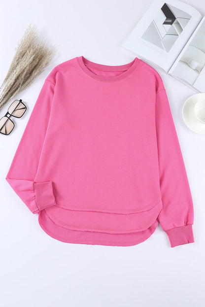 Side Slit Drop Shoulder Sweatshirt - Aurelia Clothing