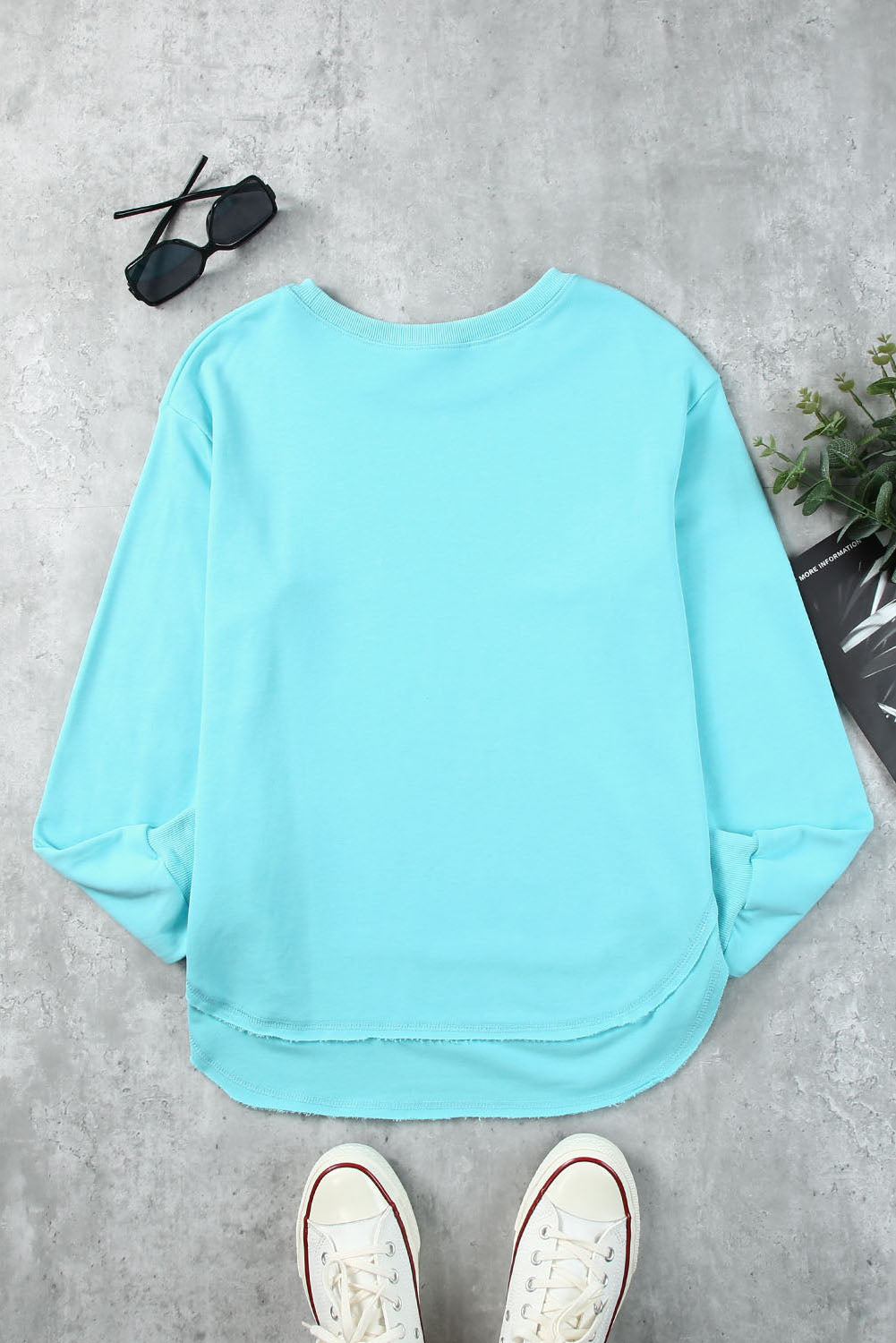 Side Slit Drop Shoulder Sweatshirt - Aurelia Clothing
