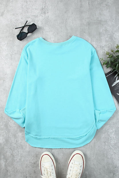 Side Slit Drop Shoulder Sweatshirt - Aurelia Clothing