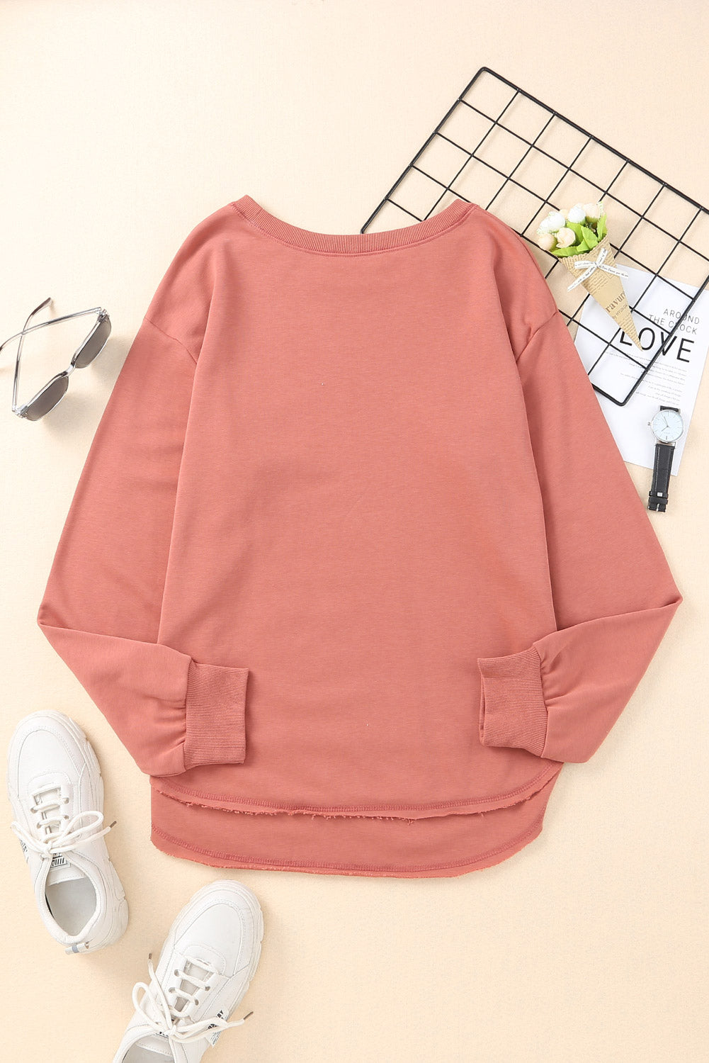 Side Slit Drop Shoulder Sweatshirt - Aurelia Clothing