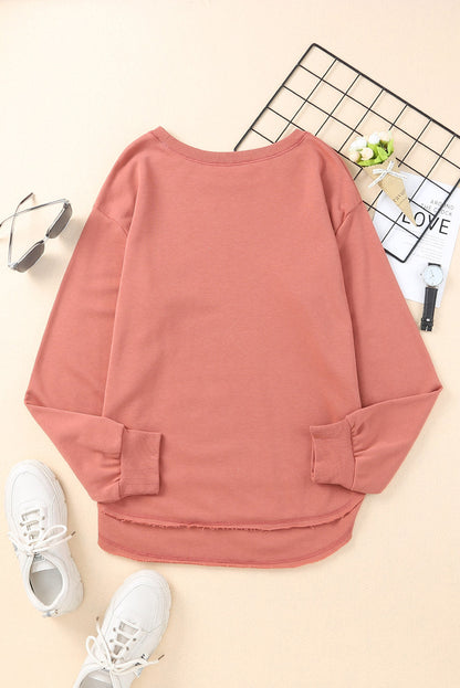 Side Slit Drop Shoulder Sweatshirt - Aurelia Clothing