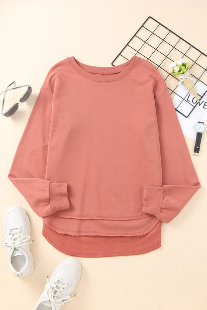 Side Slit Drop Shoulder Sweatshirt - Aurelia Clothing