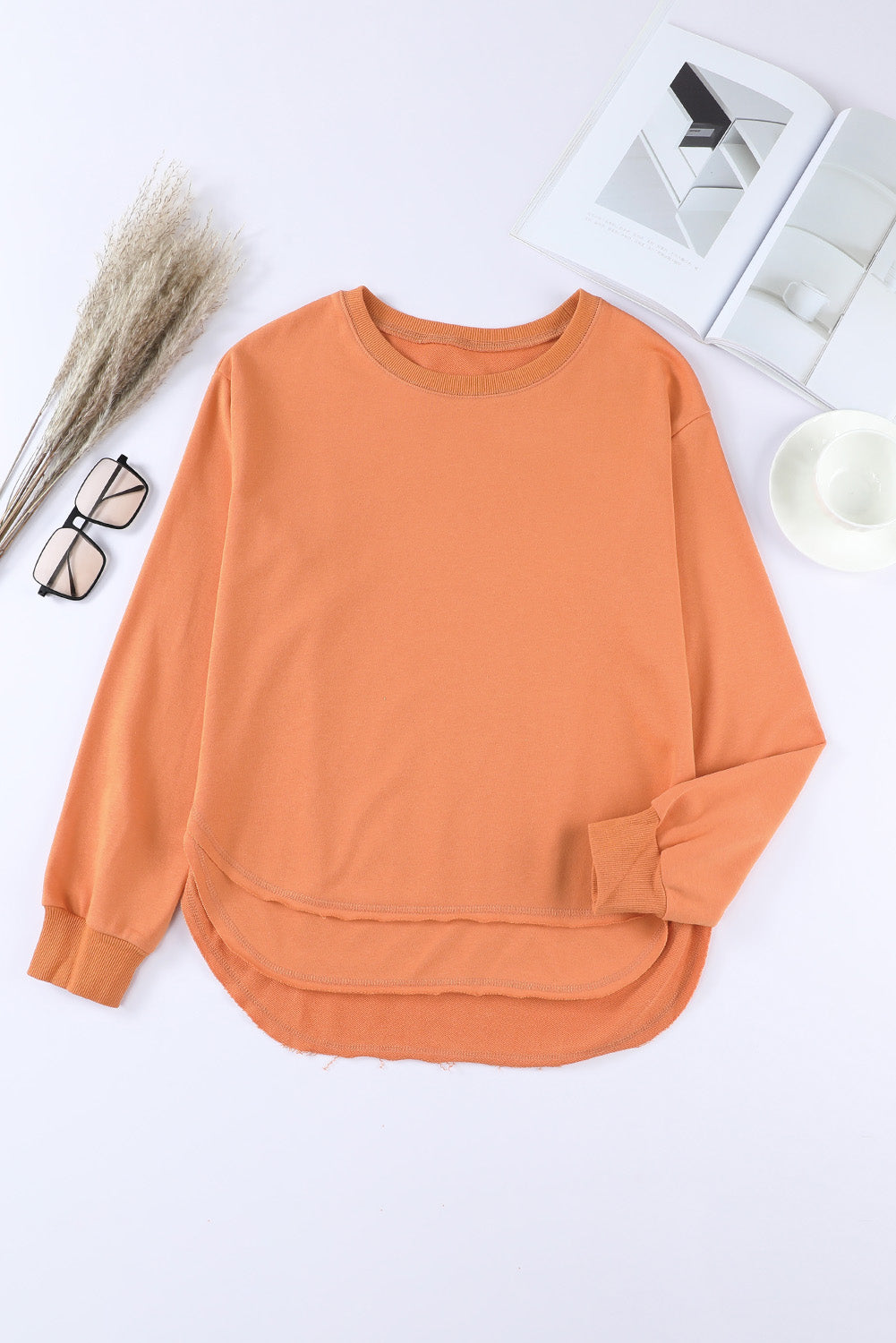 Side Slit Drop Shoulder Sweatshirt - Aurelia Clothing