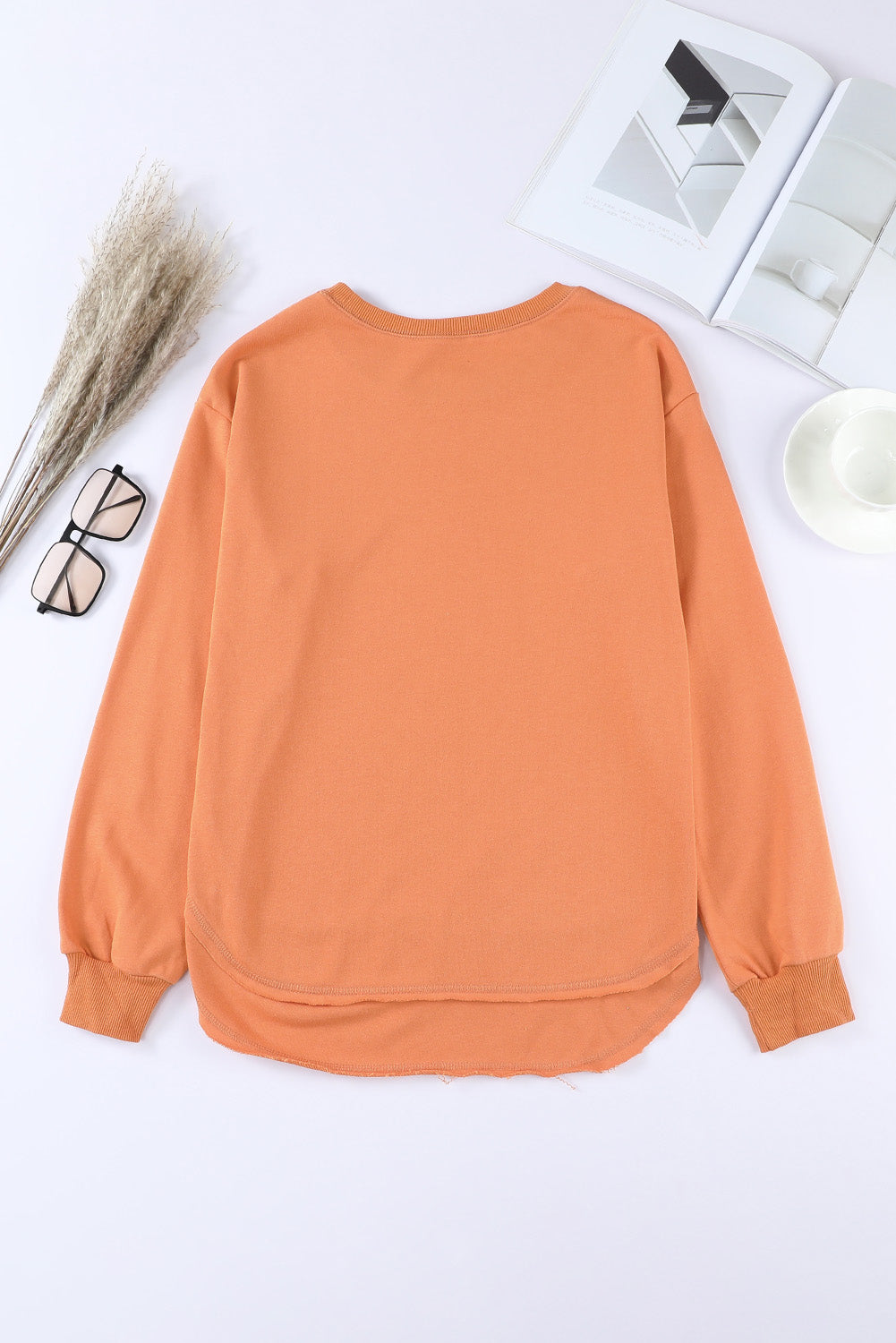 Side Slit Drop Shoulder Sweatshirt - Aurelia Clothing