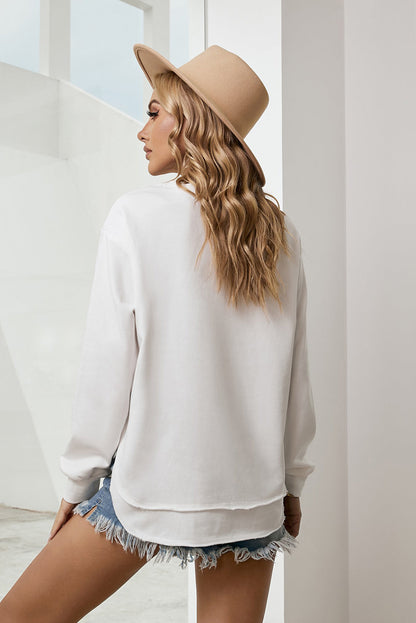 Side Slit Drop Shoulder Sweatshirt - Aurelia Clothing