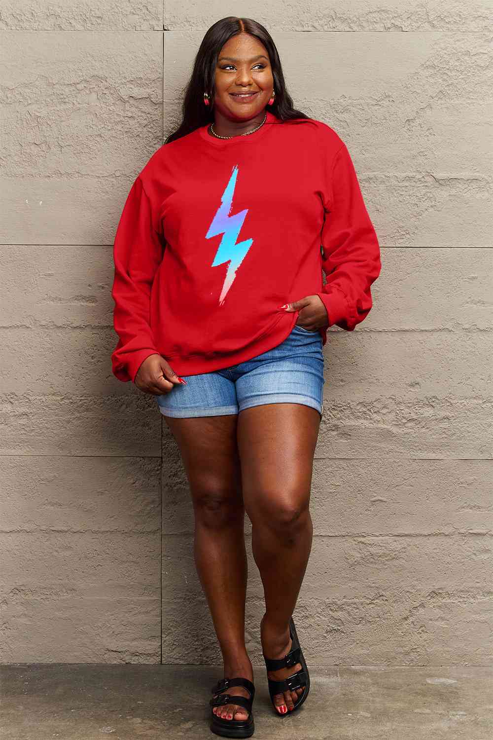 Simply Love Full Size Graphic Round Neck Sweatshirt - Aurelia Clothing