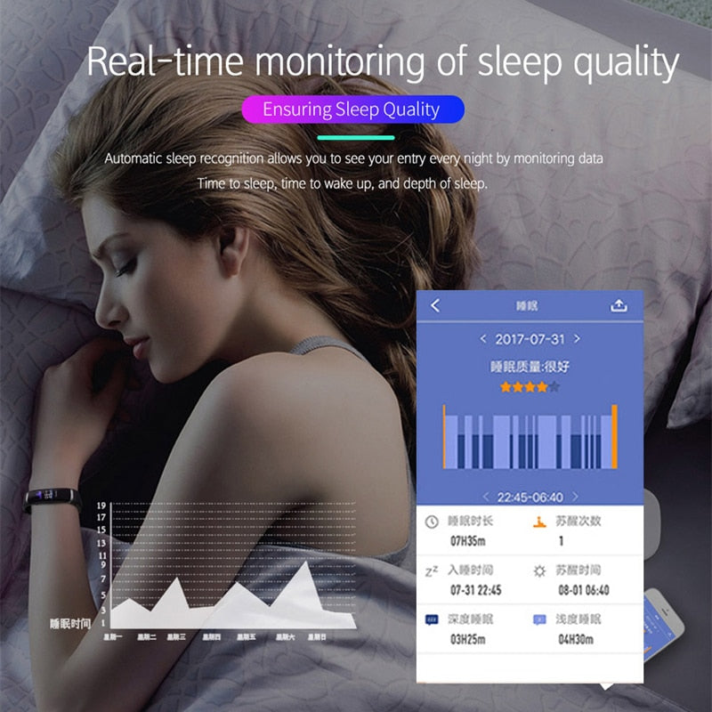 Smart Bracelet M4 Heart Rate Monitor Nrf52832 Fitness Tracker Watch Color Screen Call Reminder Smart Wristband for IOS - Free Shipping - Aurelia Clothing