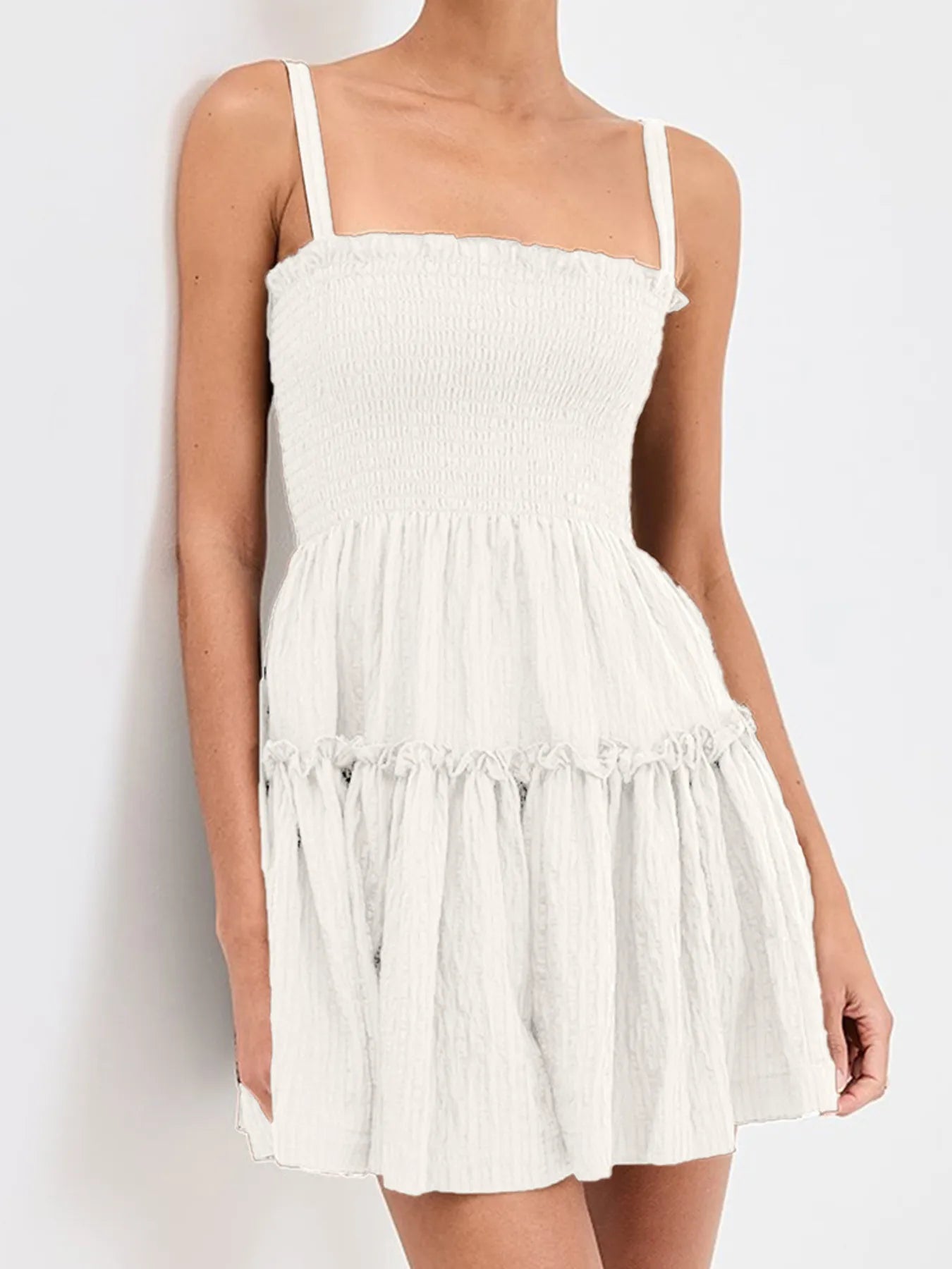 Smocked Frill Cami Mini Dress - Free Shipping - Aurelia Clothing