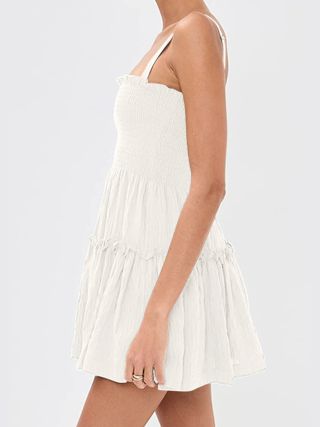 Smocked Frill Cami Mini Dress - Free Shipping - Aurelia Clothing
