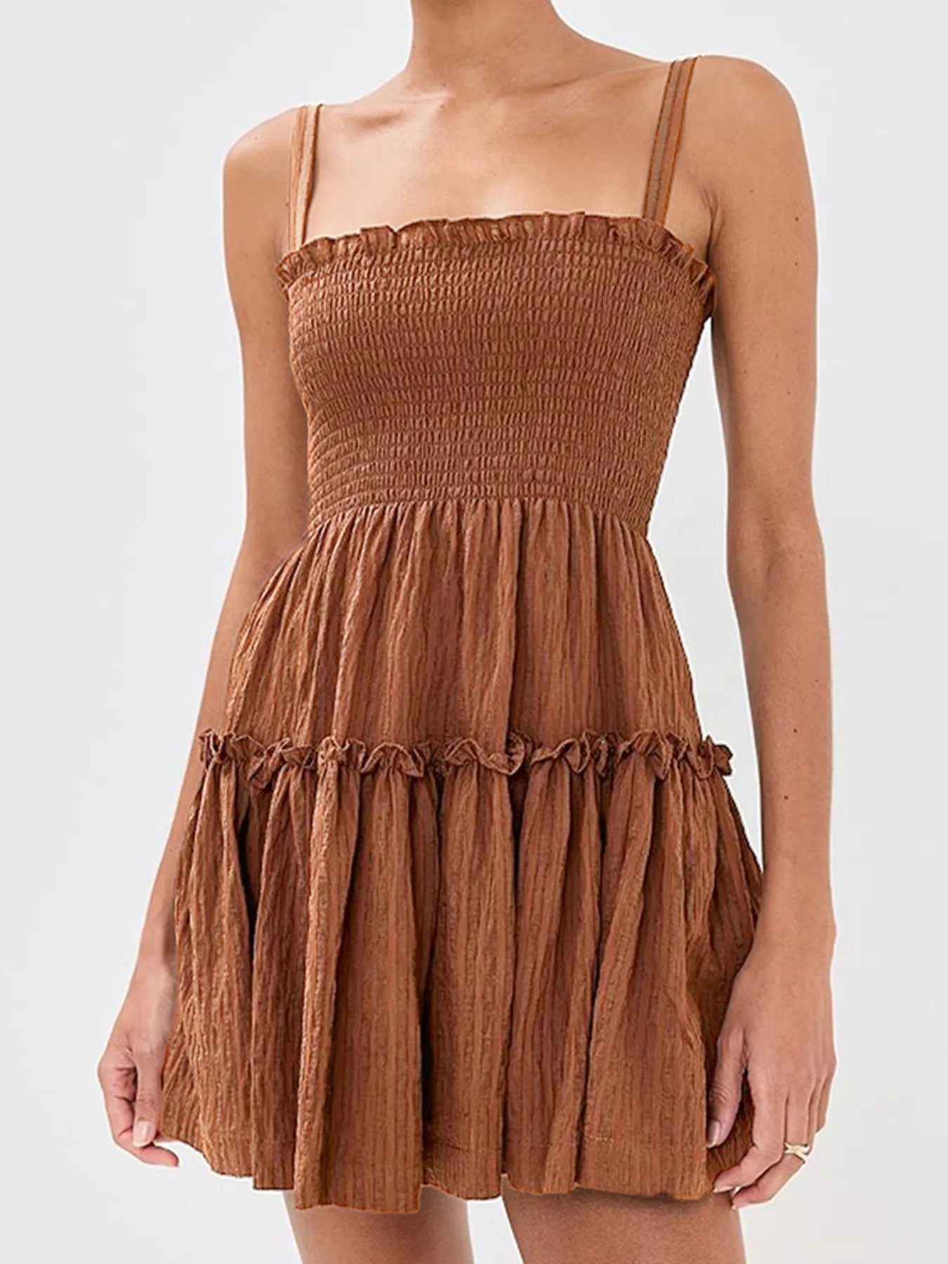 Smocked Frill Cami Mini Dress - Free Shipping - Aurelia Clothing