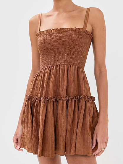 Smocked Frill Cami Mini Dress - Free Shipping - Aurelia Clothing