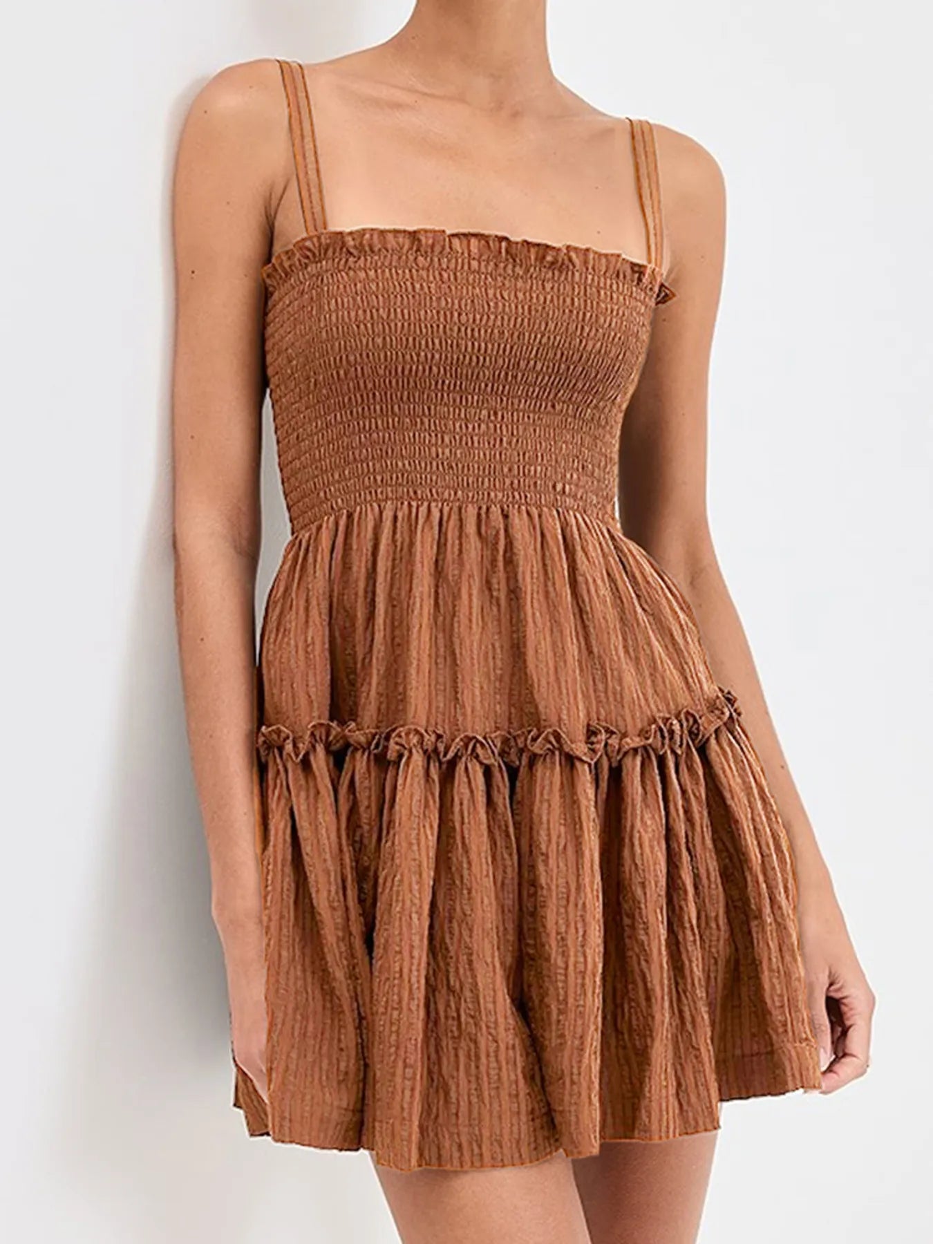 Smocked Frill Cami Mini Dress - Free Shipping - Aurelia Clothing