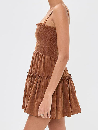 Smocked Frill Cami Mini Dress - Free Shipping - Aurelia Clothing