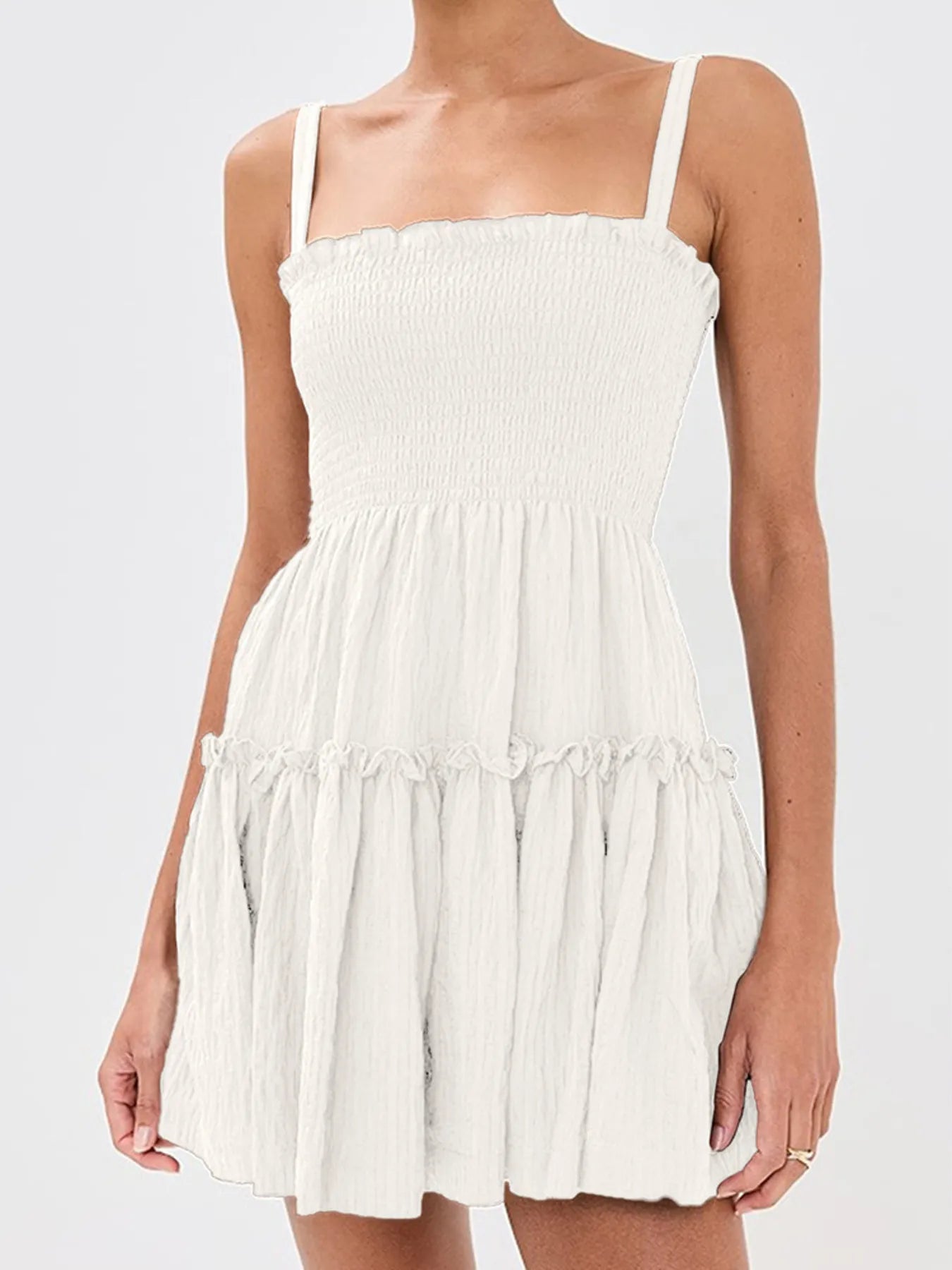 Smocked Frill Cami Mini Dress - Free Shipping - Aurelia Clothing