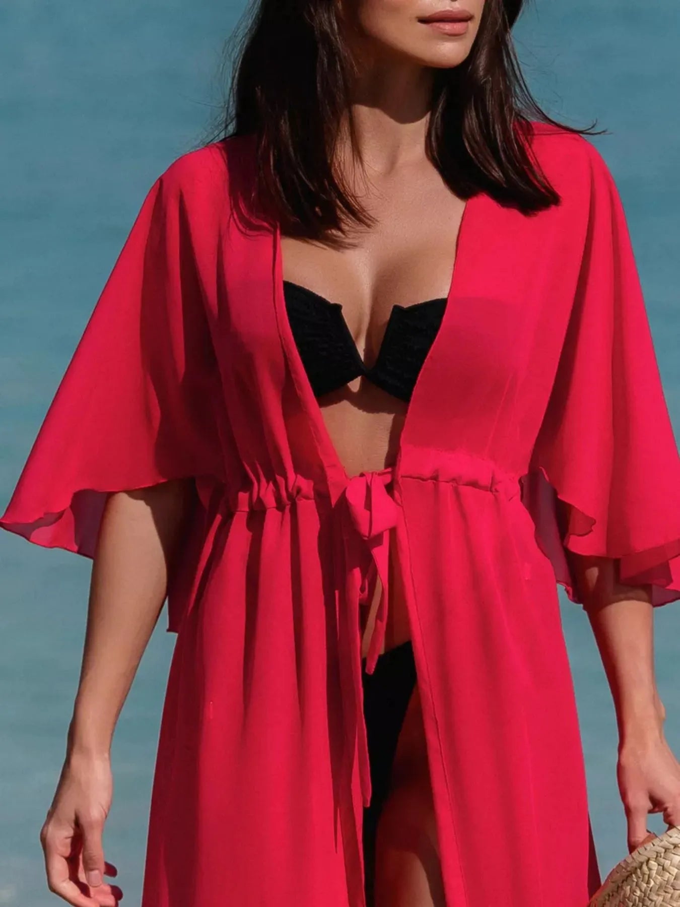 Solid Color Flutter Sleeve Cover-Up-Free Shipping - Aurelia Clothing