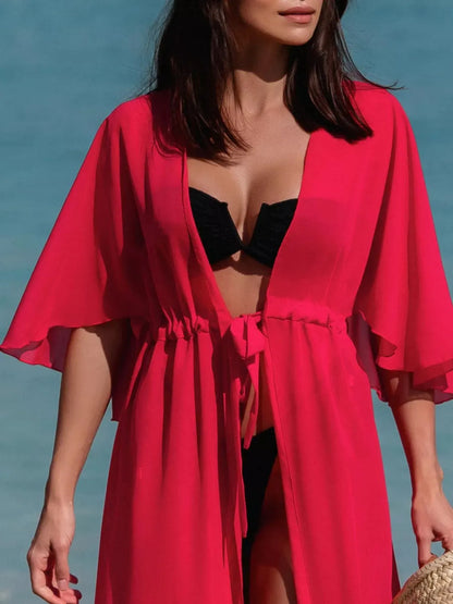 Solid Color Flutter Sleeve Cover-Up-Free Shipping - Aurelia Clothing