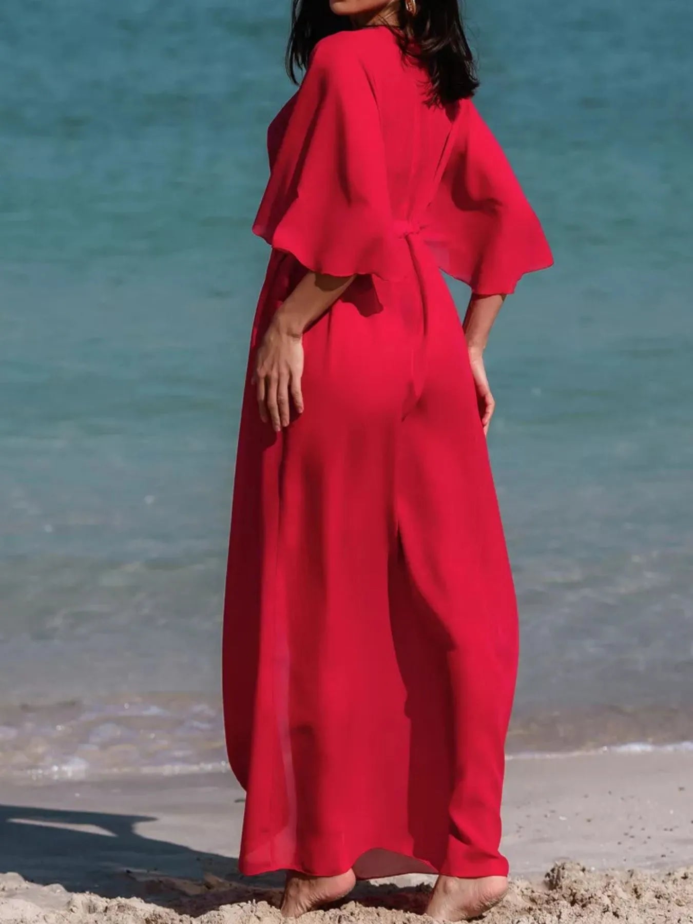 Solid Color Flutter Sleeve Cover-Up-Free Shipping - Aurelia Clothing