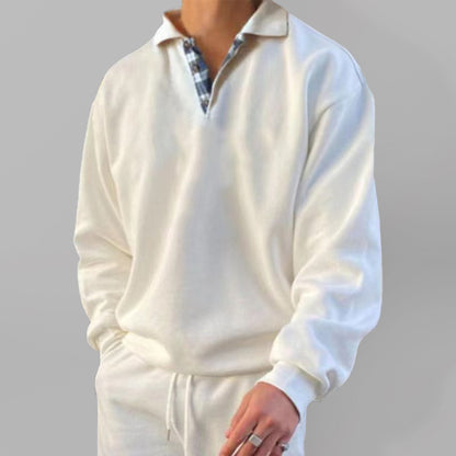 Solid color lapel loose long-sleeved POLO-Free Shipping - Aurelia Clothing