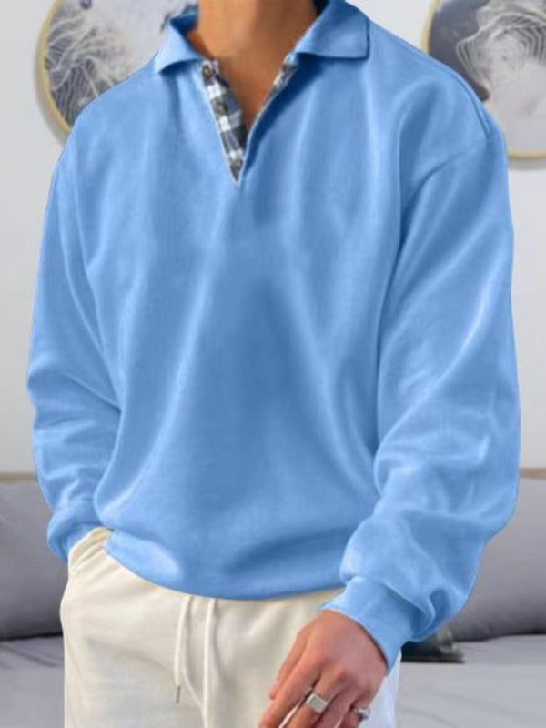 Solid color lapel loose long-sleeved POLO-Free Shipping - Aurelia Clothing
