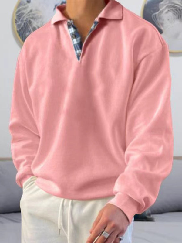 Solid color lapel loose long-sleeved POLO-Free Shipping - Aurelia Clothing