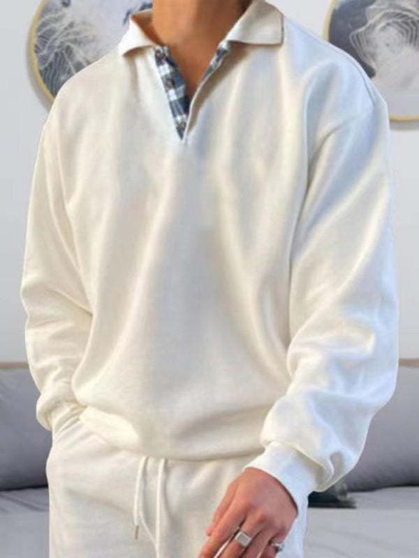 Solid color lapel loose long-sleeved POLO-Free Shipping - Aurelia Clothing