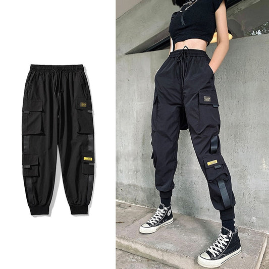 Streetwear Black Pants Women Korean Style Elastic Waist Sweatpants Baggy Pants Summer Autumn Hip Hop Harajuku Trousers Women - Aurelia Clothing