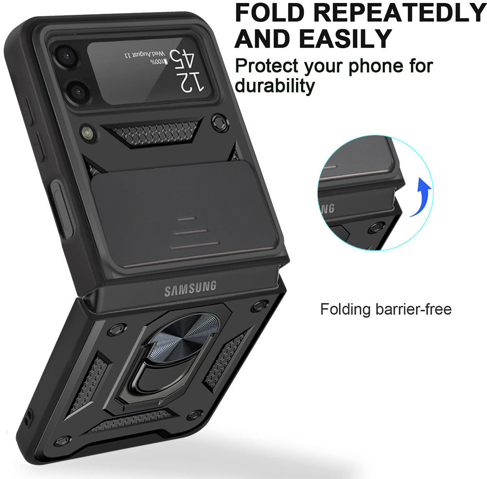 Suitable For Samsung Galaxy Z Flip3 Phone Shell Protective Cover Anti-Fall Magnetic Ring Bracket Mobile Phone Cover - Free Shipping - Aurelia Clothing