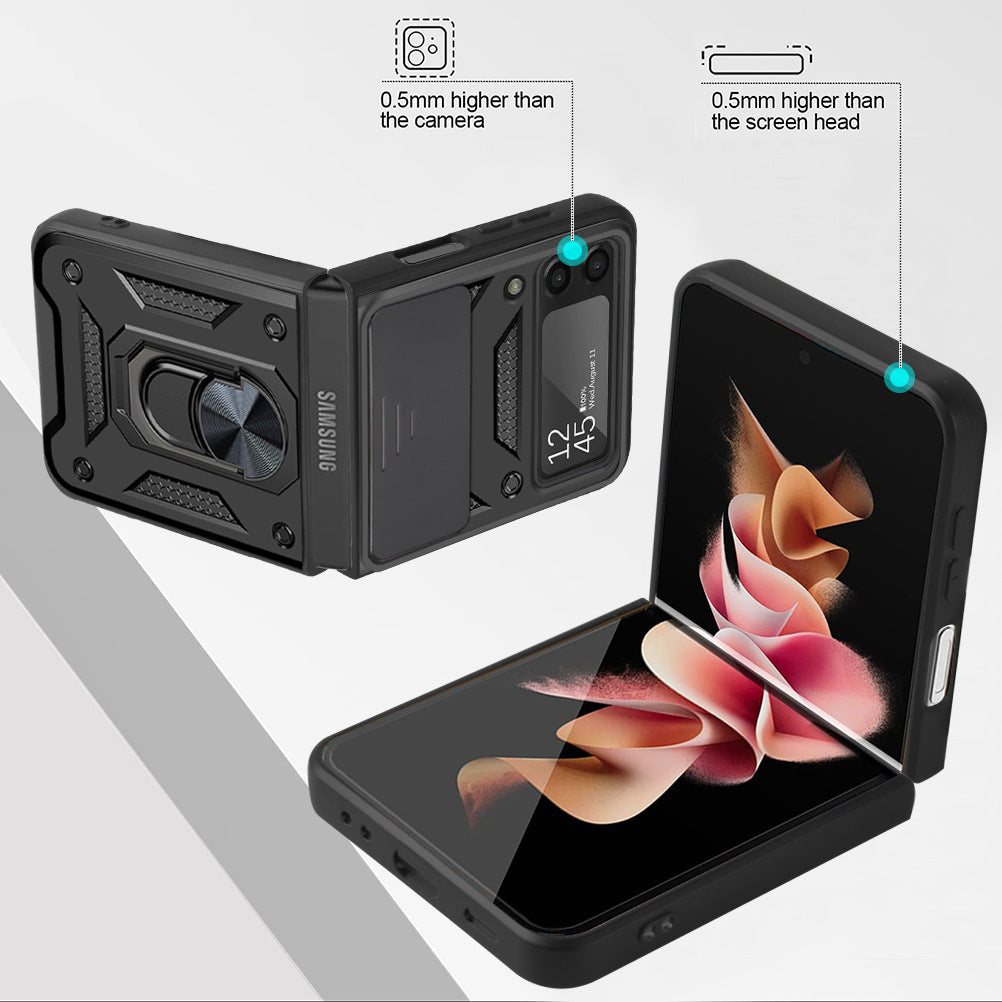Suitable For Samsung Galaxy Z Flip3 Phone Shell Protective Cover Anti-Fall Magnetic Ring Bracket Mobile Phone Cover - Free Shipping - Aurelia Clothing