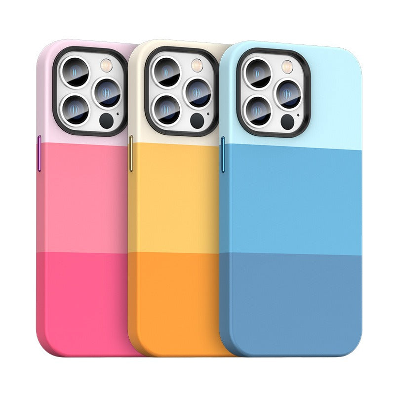Suitable for Apple iPhone mobile phone case Apple 14Pro Max three color splicing and color blocking anti-drop case cover - Free Shipping - Aurelia Clothing