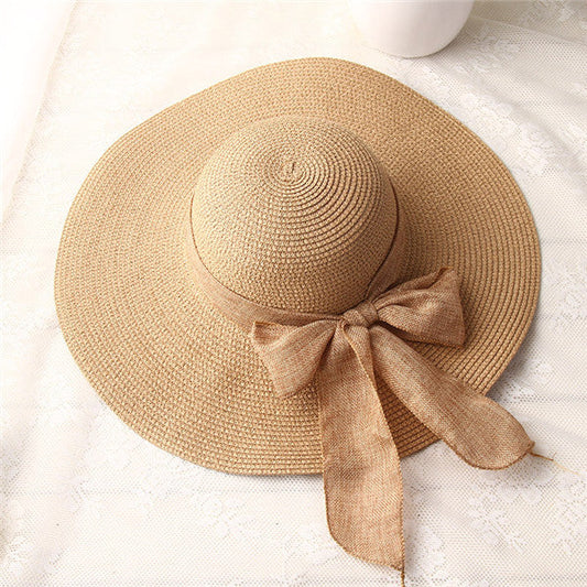 Sun Hats Hand Made Straw Hat Female Ribbon Bow-knot Wide Brim Beach Hat - Free Shipping - Aurelia Clothing