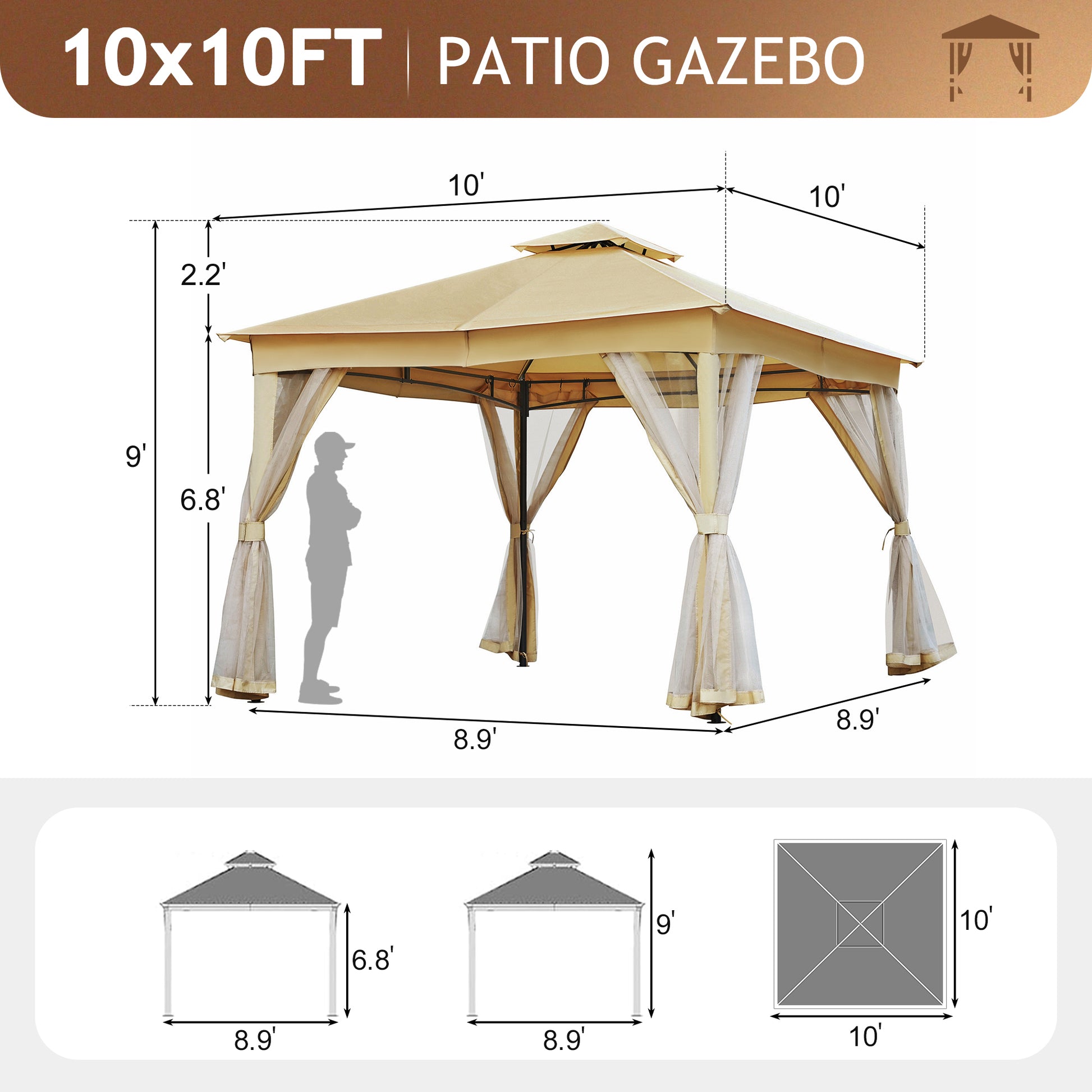 TREXM 10x10 Outdoor Gazebo Tent-Free Shipping - Aurelia Clothing