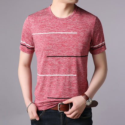 T Shirts Mens Summer O Neck Cotton Trending Streetwear Tops Striped Short Sleev Cool Tee Mens Clothing -  Free Shipping - Aurelia Clothing