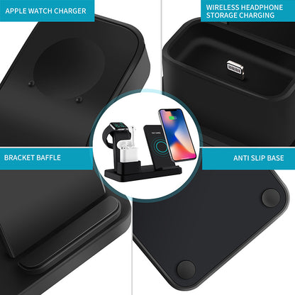 Three in one wireless charger suitable for iPhone earphones watches desktop storage stand 10W wireless fast charger - Free Sjipping - Aurelia Clothing