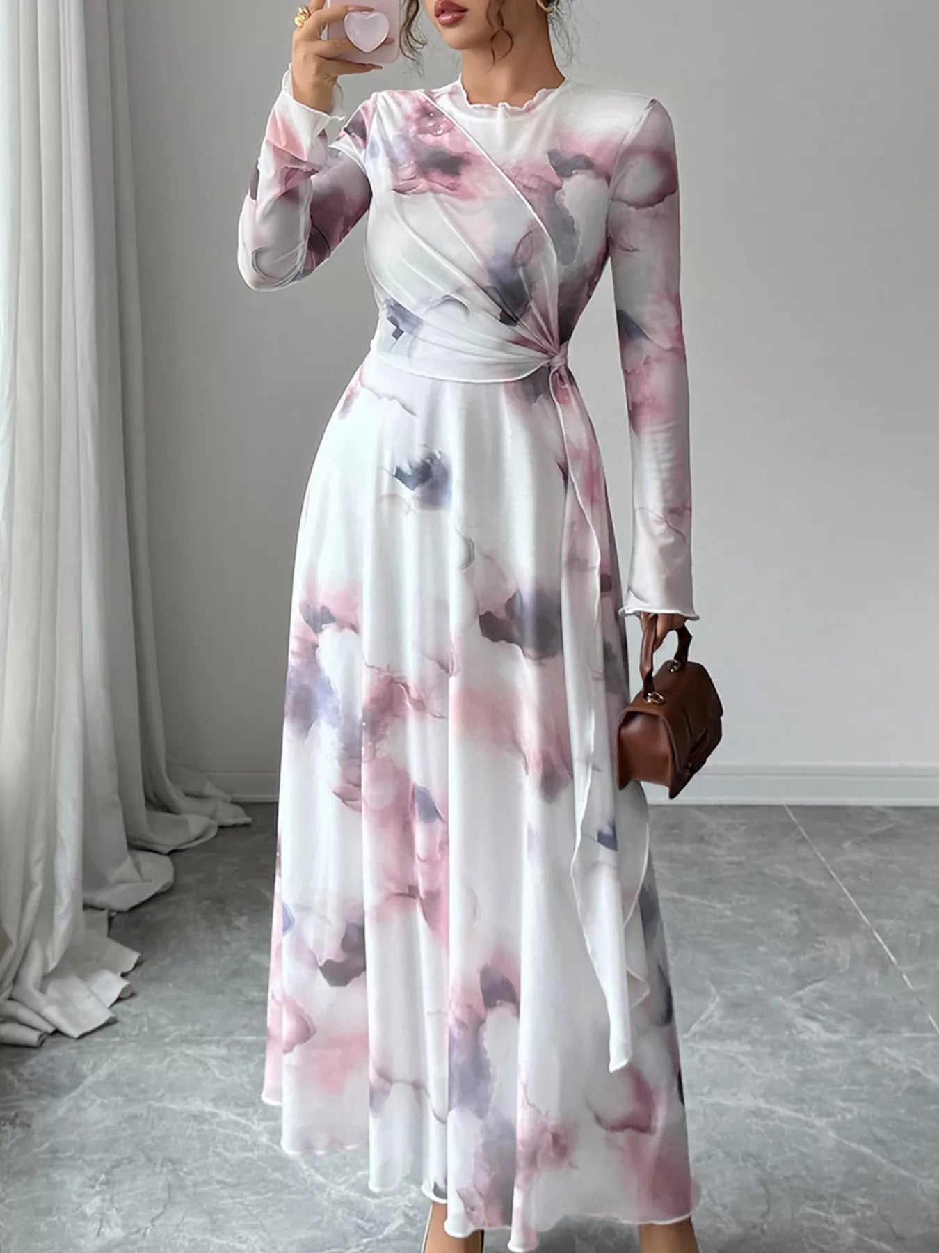 Tie-Dye Long Sleeve Maxi Dress-Free Shipping - Aurelia Clothing