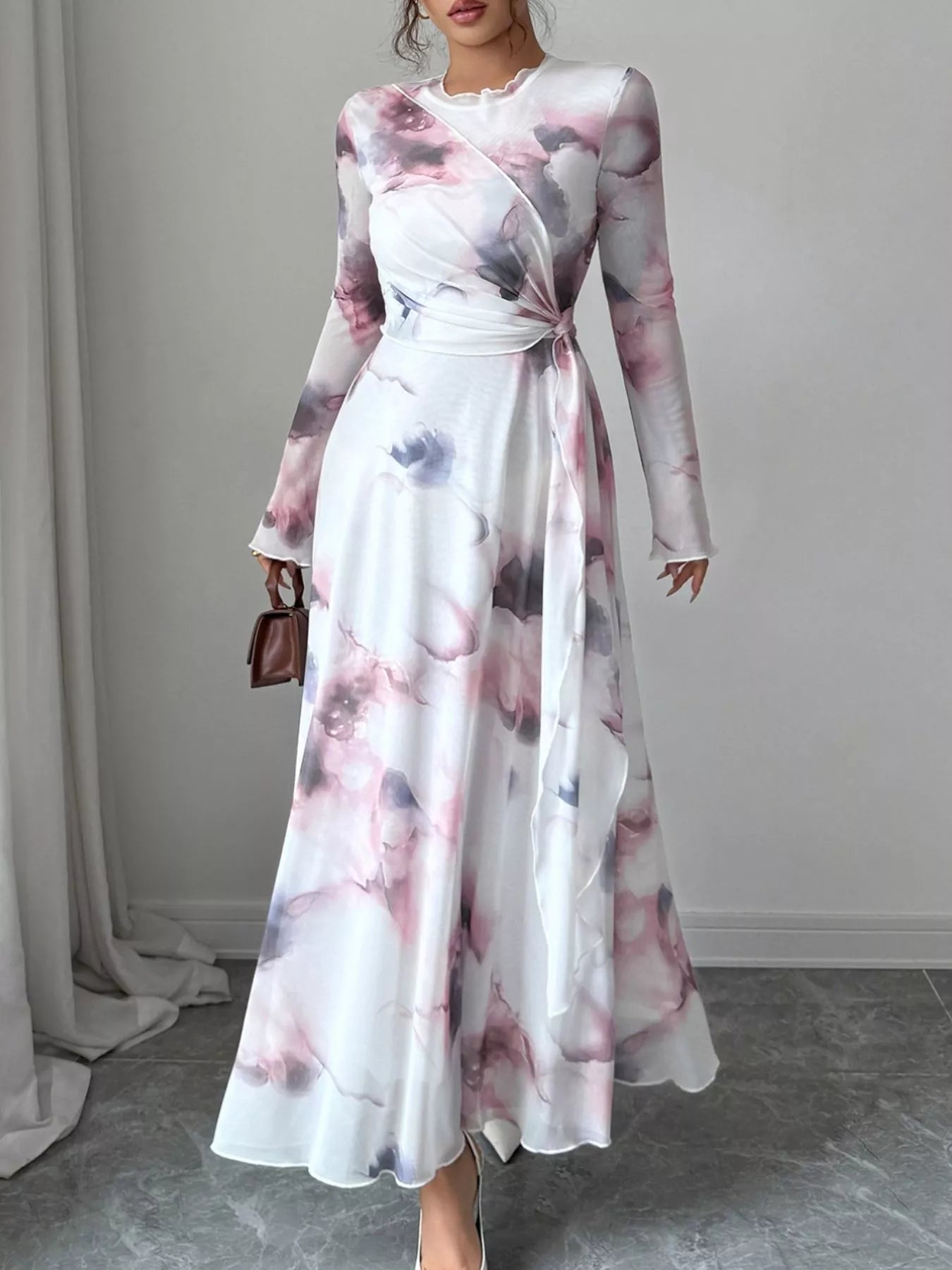 Tie-Dye Long Sleeve Maxi Dress-Free Shipping - Aurelia Clothing