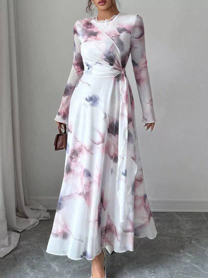 Tie-Dye Long Sleeve Maxi Dress-Free Shipping - Aurelia Clothing