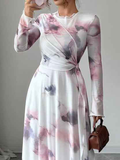 Tie-Dye Long Sleeve Maxi Dress-Free Shipping - Aurelia Clothing