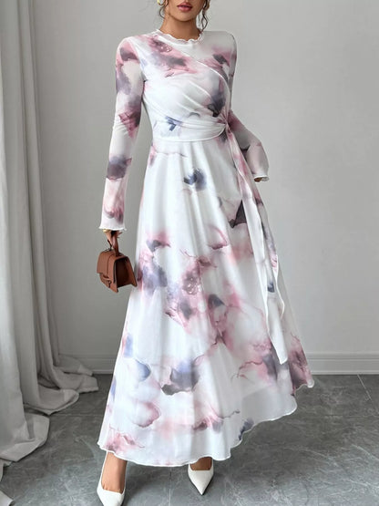Tie-Dye Long Sleeve Maxi Dress-Free Shipping - Aurelia Clothing