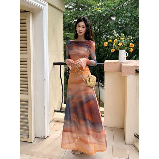 Tie-Dye Swing Collar Dress Women - Free Shipping - Aurelia Clothing