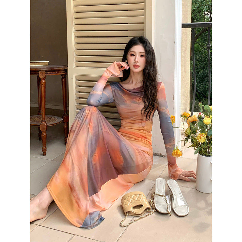 Tie-Dye Swing Collar Dress Women - Free Shipping - Aurelia Clothing