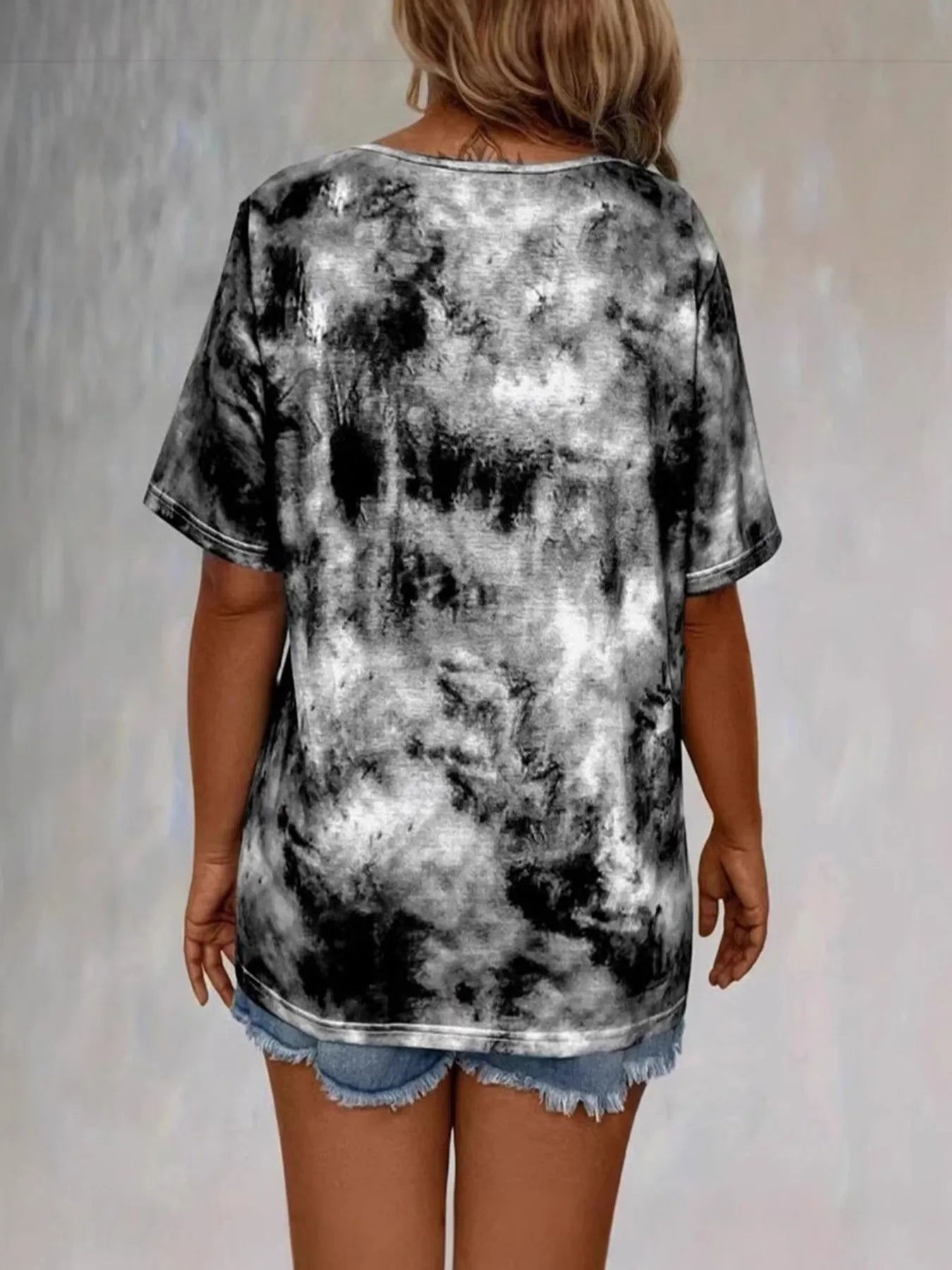 Tie Dye Lace-Up V-Neck - Free Shipping - Aurelia Clothing